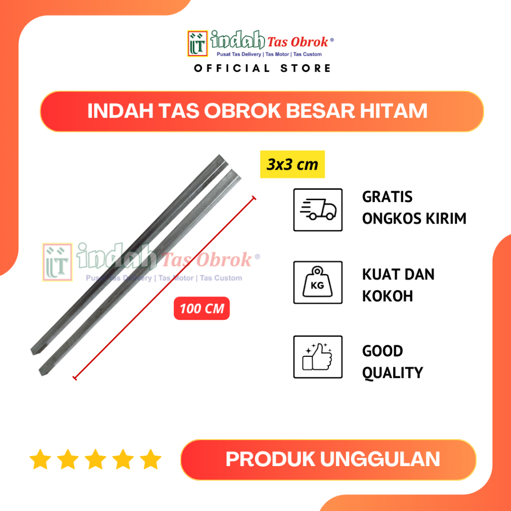 INDAH Tas Obrok - TONGKAT BESI PENYANGGA TONGKAT TAS OBROK MOTOR TAS KURIR TAS POS MOTOR SADDLE BAG 