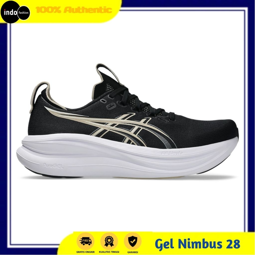 Sepatu Original Pria Running Asics Gel Nimbus 28 Black Feather Grey