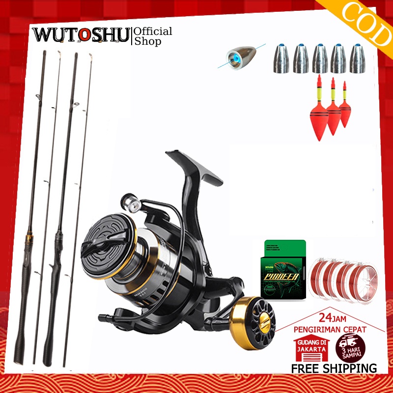 COD daido joran pancing 1.6m/1.8m/2.1m 2 bagian pancing reel HE1000-7000 joran spining reel pancing 