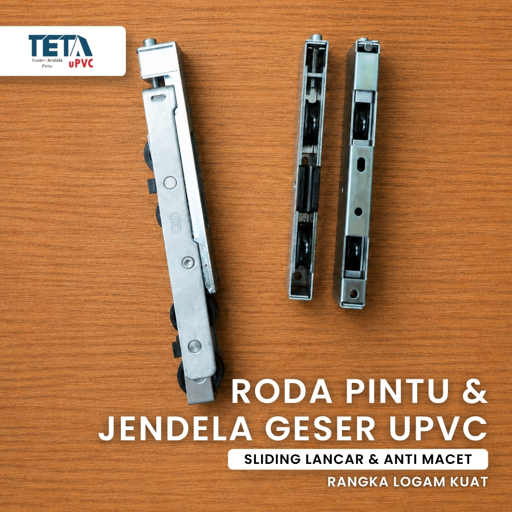 Roda Pintu Geser Jendela Sliding UPVC Rel Lantai Logam 3 Varian Ukuran - Teta UPVC