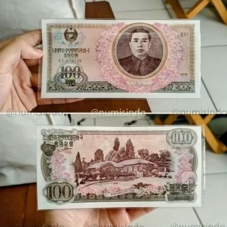 ​Uang Kertas Kuno Korea Utara 100 Won 1978 Asli Kondisi Mulus UNC - Koleksi Uang Asing Unik North Ko