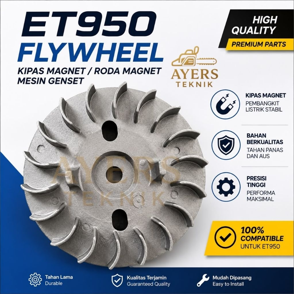ET950 FLYWHEEL / KIPAS MAGNET / RODA MAGNET MESIN GENSET ET950 GENERATOR 2 TAK