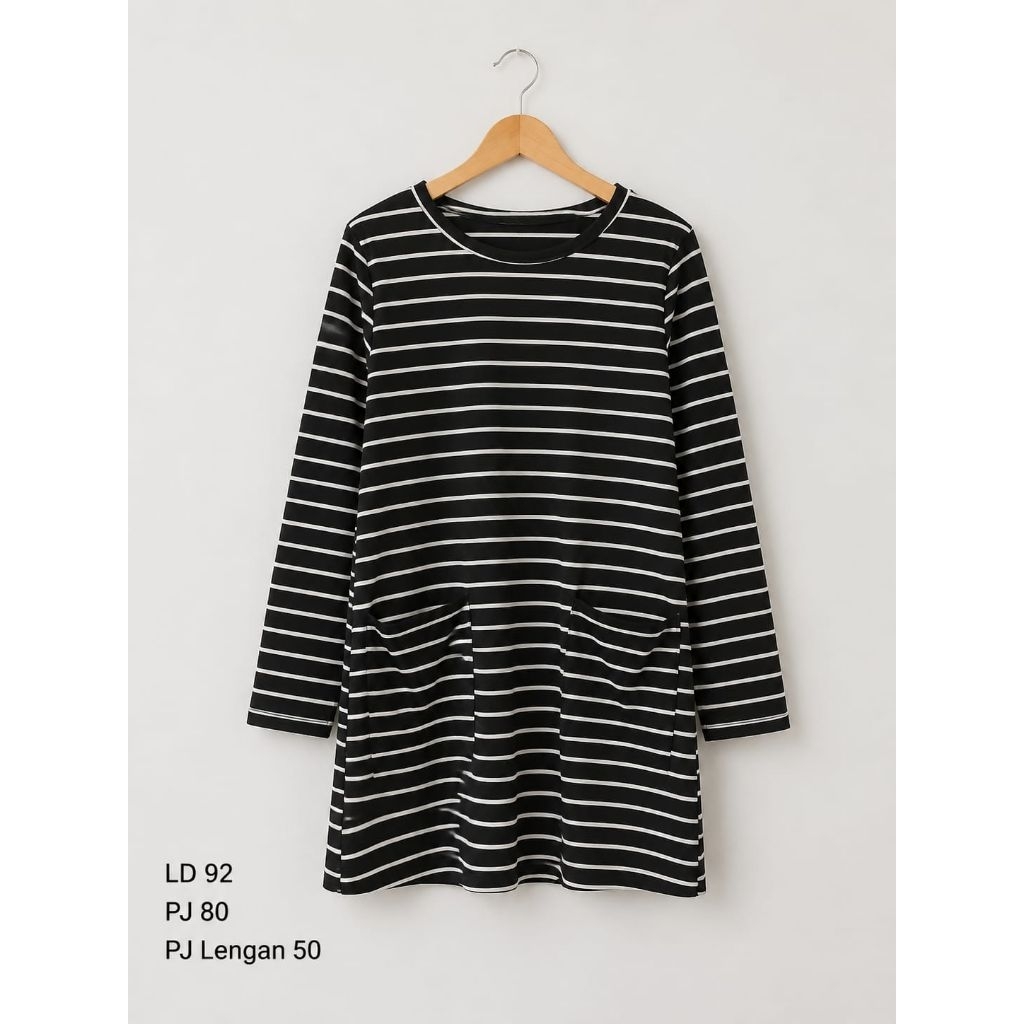 Preloved Baju Atasan Tunik Motif garis