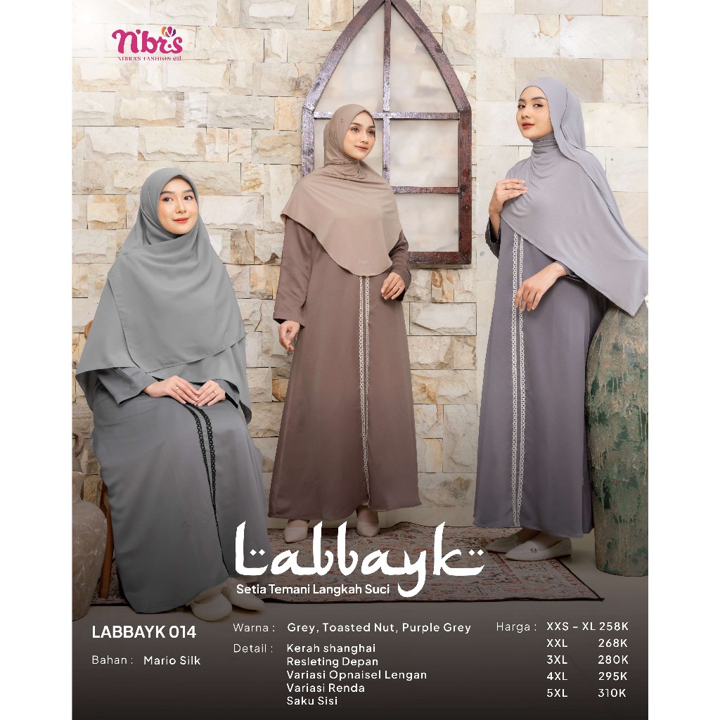 TOKO ONLINE NIBRAS - GAMIS TERBARU LABBAYK 014 - GAMIS PUTIH UNTUK MANASIK HAJI - GAMIS MUSLIM SYARI