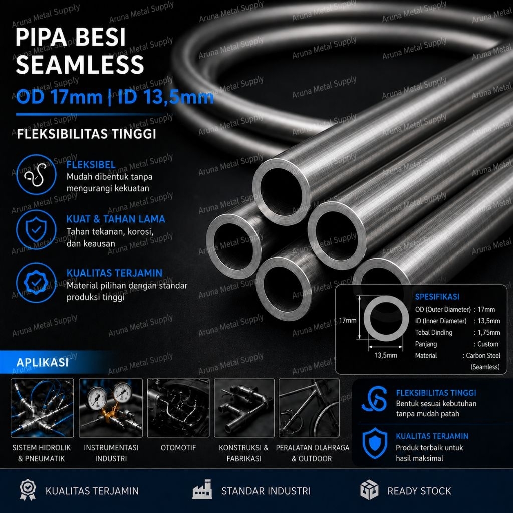 Pipa besi Od 17mm Id 13,5mm x 1 meter