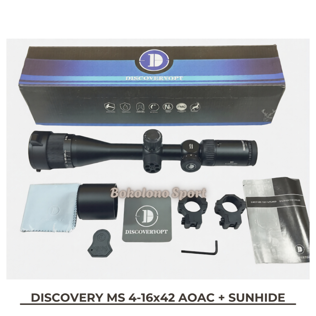 DISCOVERY MS 4-16x42 AOAC + SUNHIDE TELESKOP SUPER JERNIH ANTI GETAR BERKUALITAS