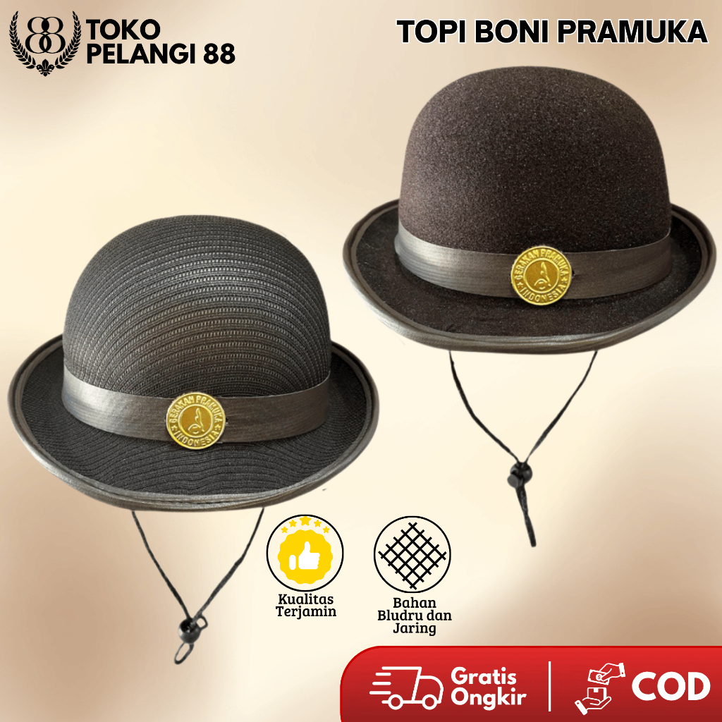 Topi Pramuka Boni Laken & Rajut Topi Boni Pramuka Putri Penggalang Penegak