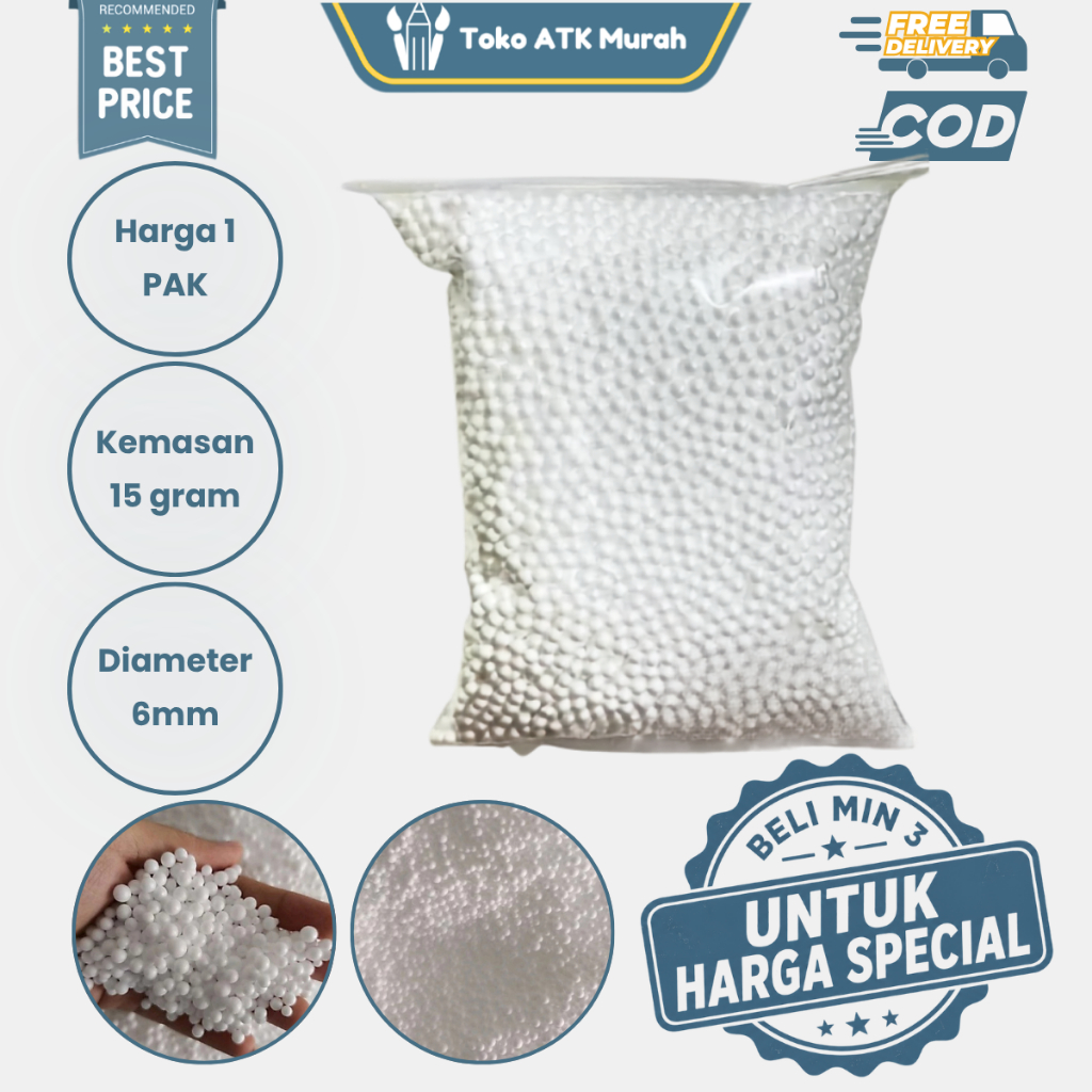 Butiran Styrofoam Pak Kecil - Isi Fish Ball / Bola Undian / Packing / Isi Bantal