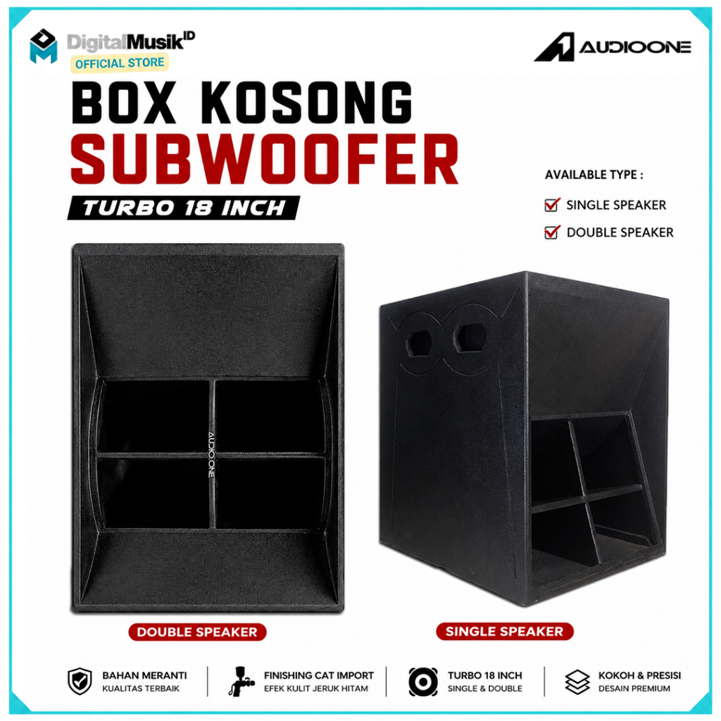 Box Subwoofer Kosong Speaker 18 Inch Pasif Single & Double Turbo 118 / 218 Bok kayu Meranti I DM