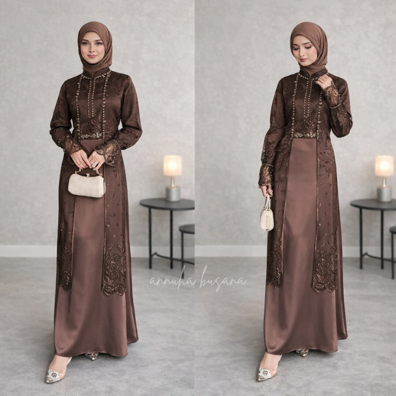 Diandra Dress Gamis Kondangan Simple Elegan Baju Lebaran 2026 Wanita Gamis Lebaran 2026 Model Gamis 