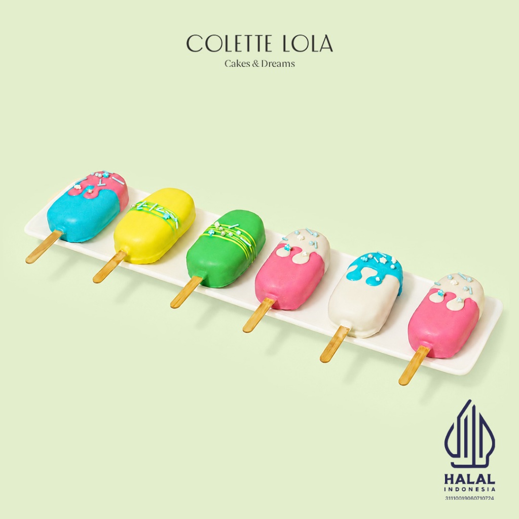 Cake Popsicles Set 6 pcs | Cake Popsicle Box Isi 6 | Premium Dessert on Stick | Colette Lola