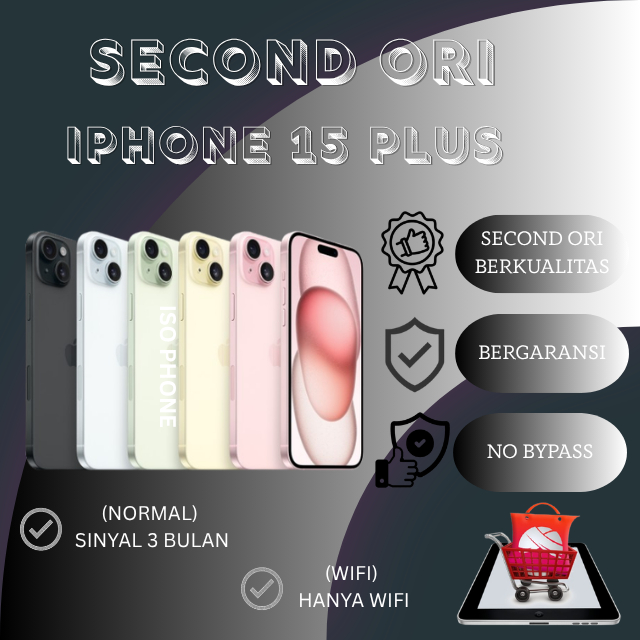 IPHONE 15 Plus 128GB/256GB second original unlock inter  All sim garansi 1 bulan
