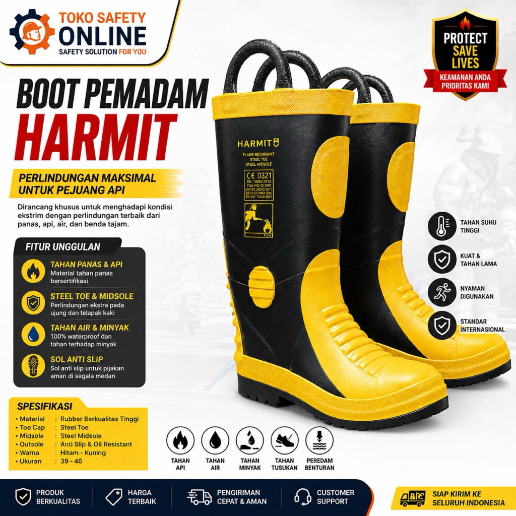 Sepatu Pemadam Kebakaran Harmit - Sepatu Boot Pemadam