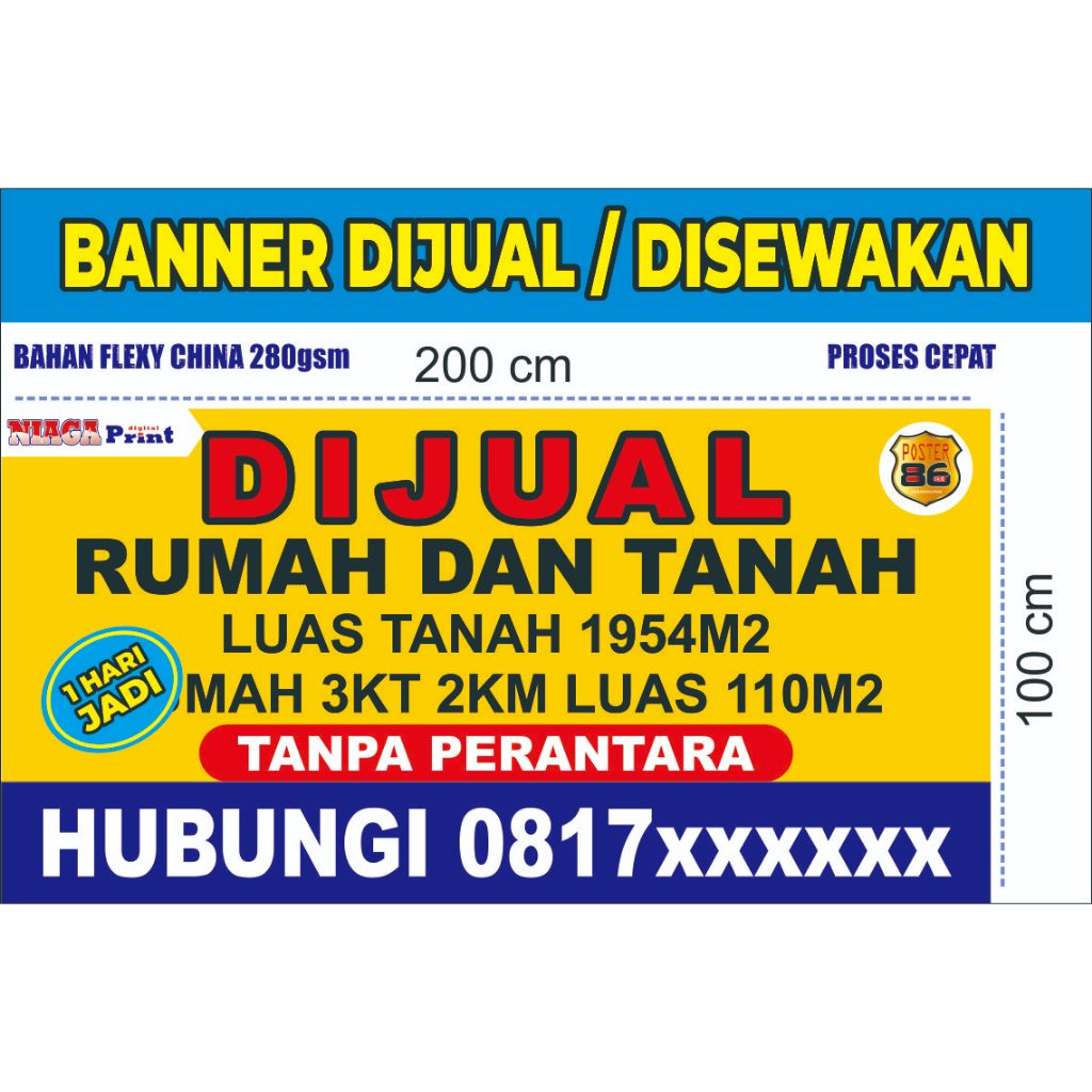 CUSTOM BANNER DISEWAKAN / DIJUAL 2x1 METER/CUSTOM DESAIN/FLEXI CHINA
