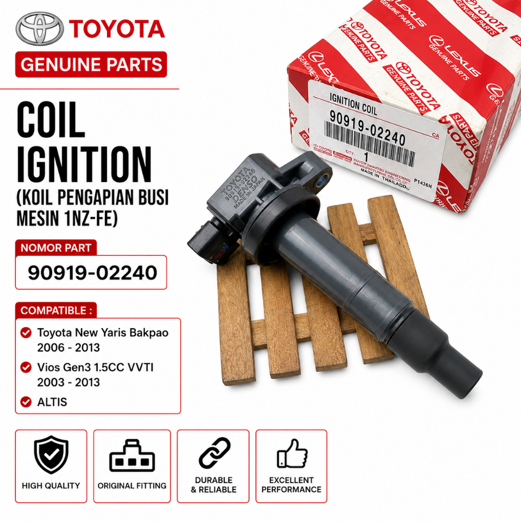 Koil Coil Ignition 1NZ-FE Toyota New Yaris Bakpao 2006-2013 Vios Gen3 1.5CC VVTI 2003-2013 ALTIS