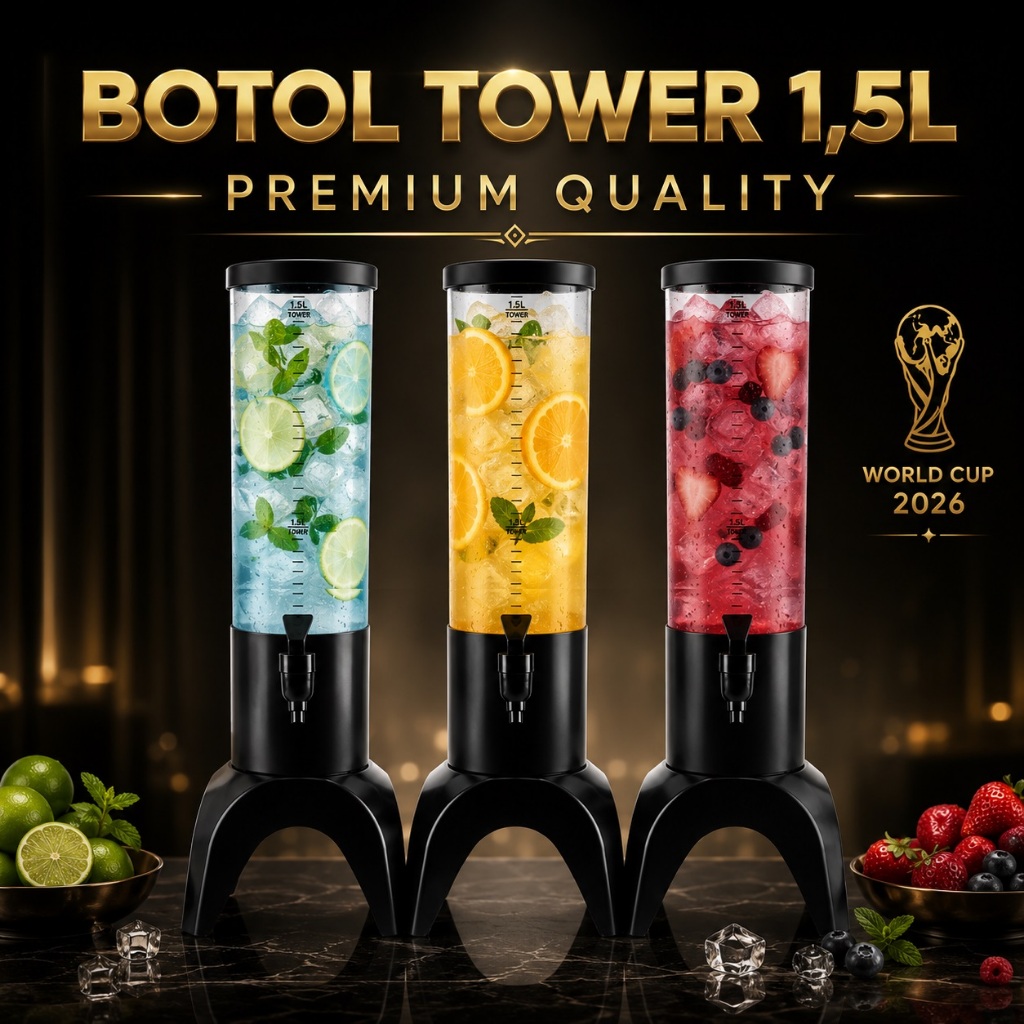 BERGARANSI Botol Tower 1,5 Liter Ada Lampu LED Garansi 1 Bulan / Beer Tower / Soju Tower / Botol Kaf