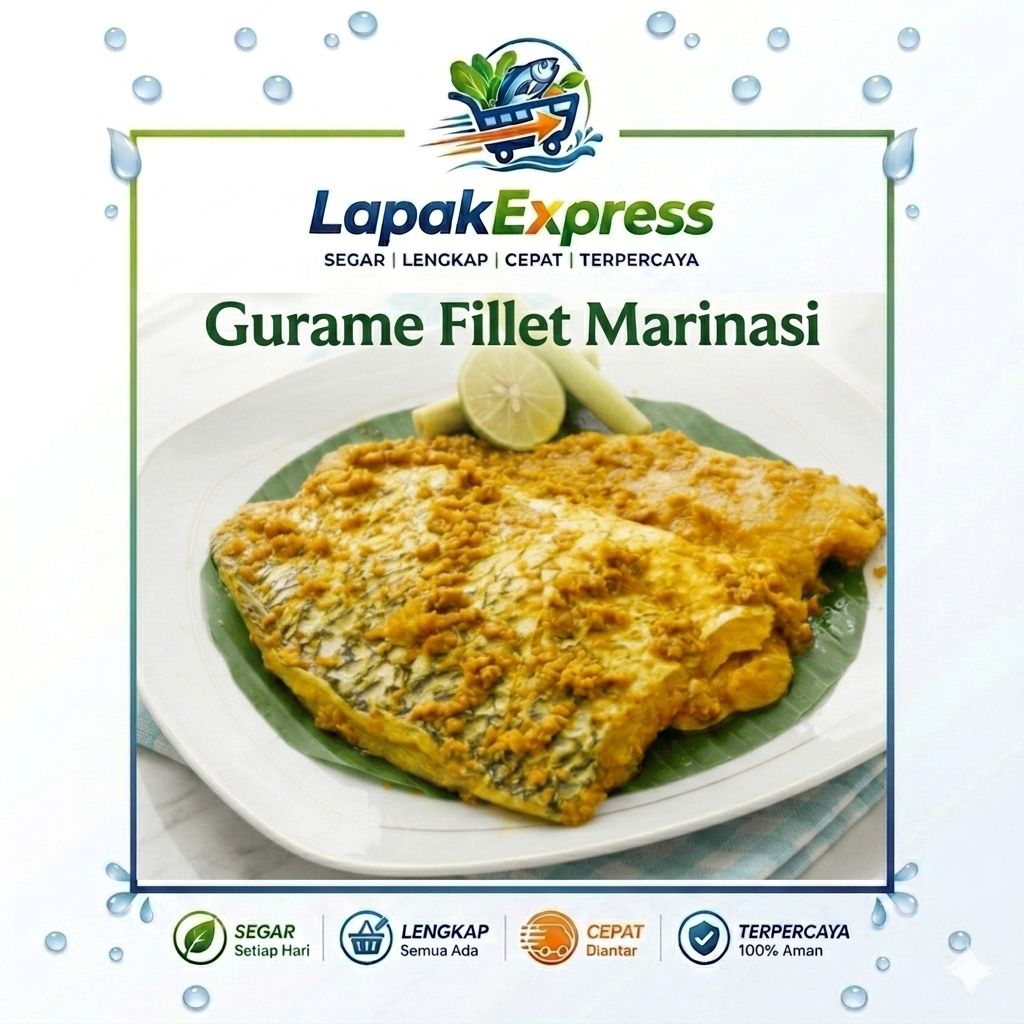 Gurame Fillet Marinasi LapakExpress 400gr / Ikan Gurami Fillet Bumbu Kuning Segar Siap Goreng Premiu