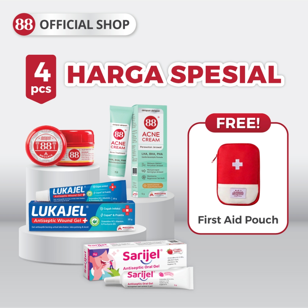 [FIRST AID KIT] SALEP 88 + LUKAJEL + SARIJEL + 88 ACNE CREAM + FREE First Aid Pouch | Salep Gatal, G
