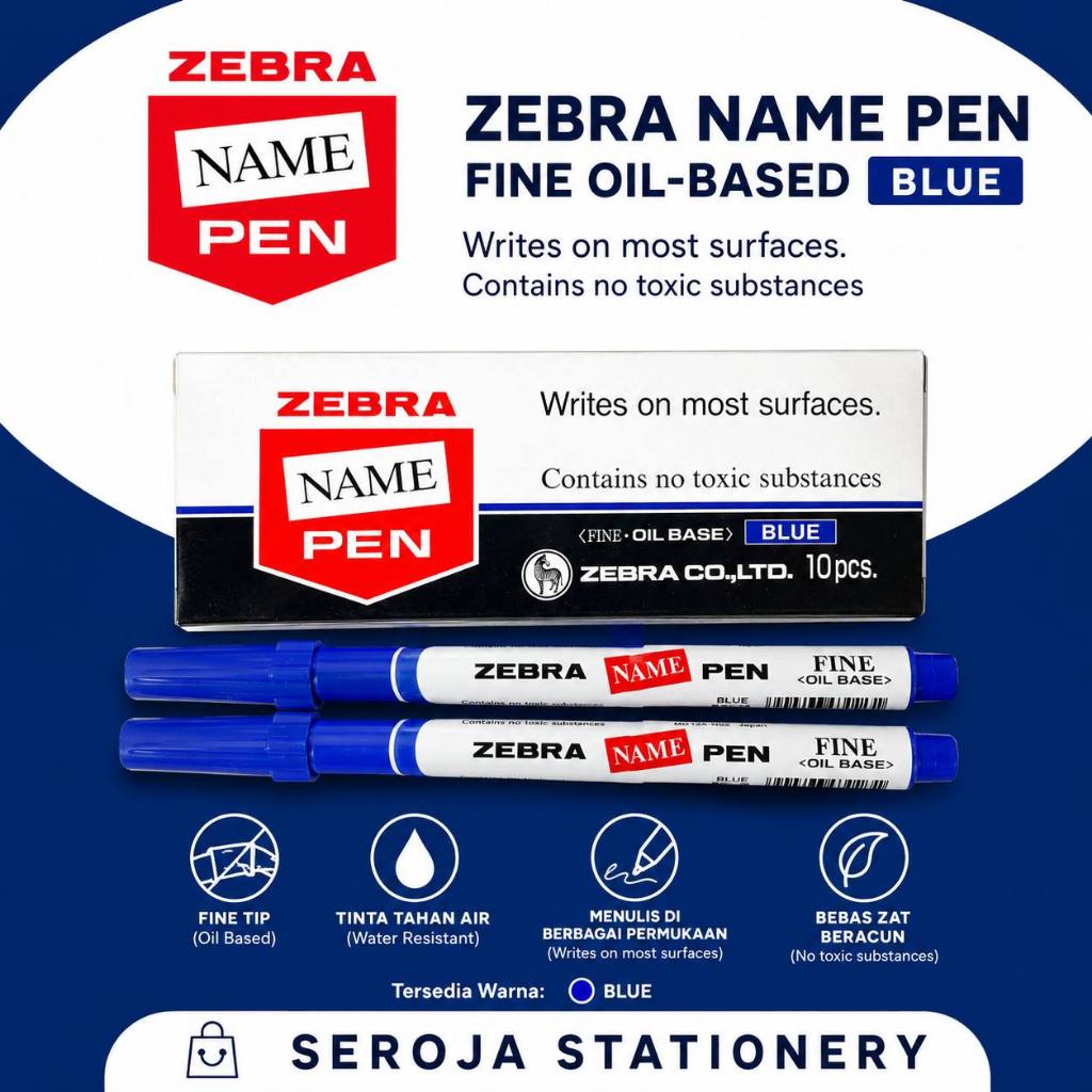 PEN NAME ZEBRA - BIRU | SPIDOL NAMA | ZEBRA NAME PEN - BLUE
