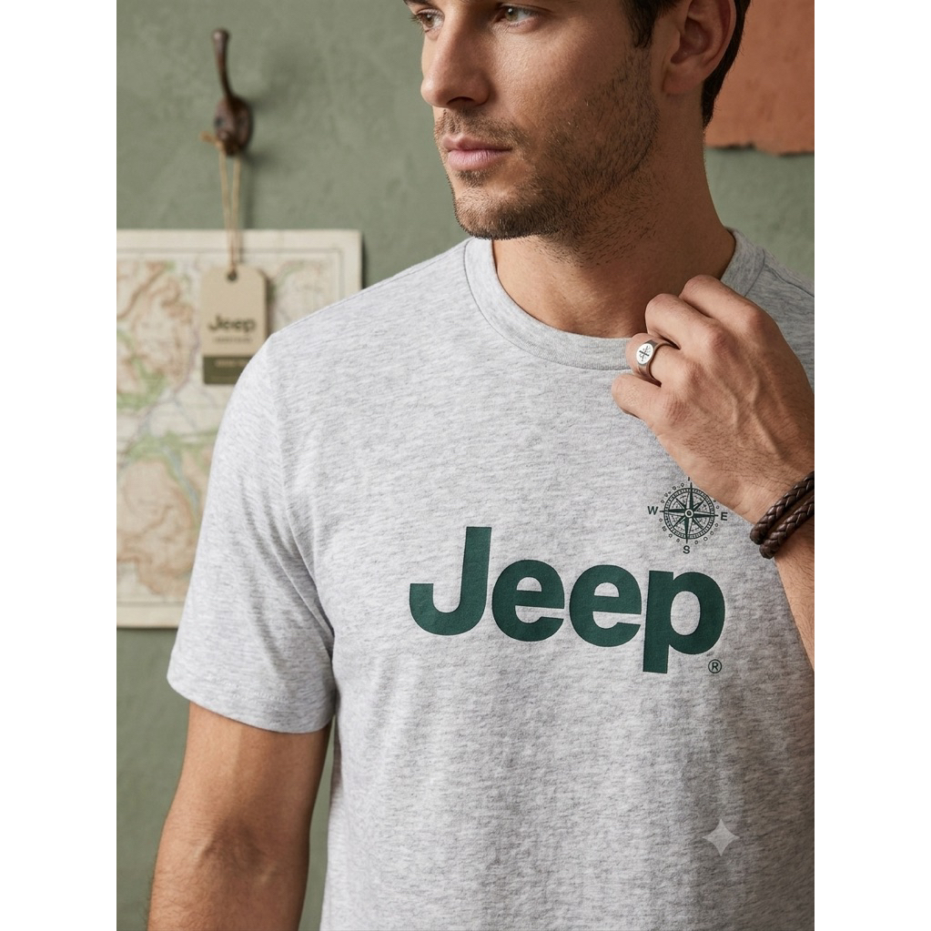 BANTU(NWTA)> Jeep Logo Classic Fit T-Shirt Original - Misty Light Grey (Outfit/Pakaian)|Preloved/2nd