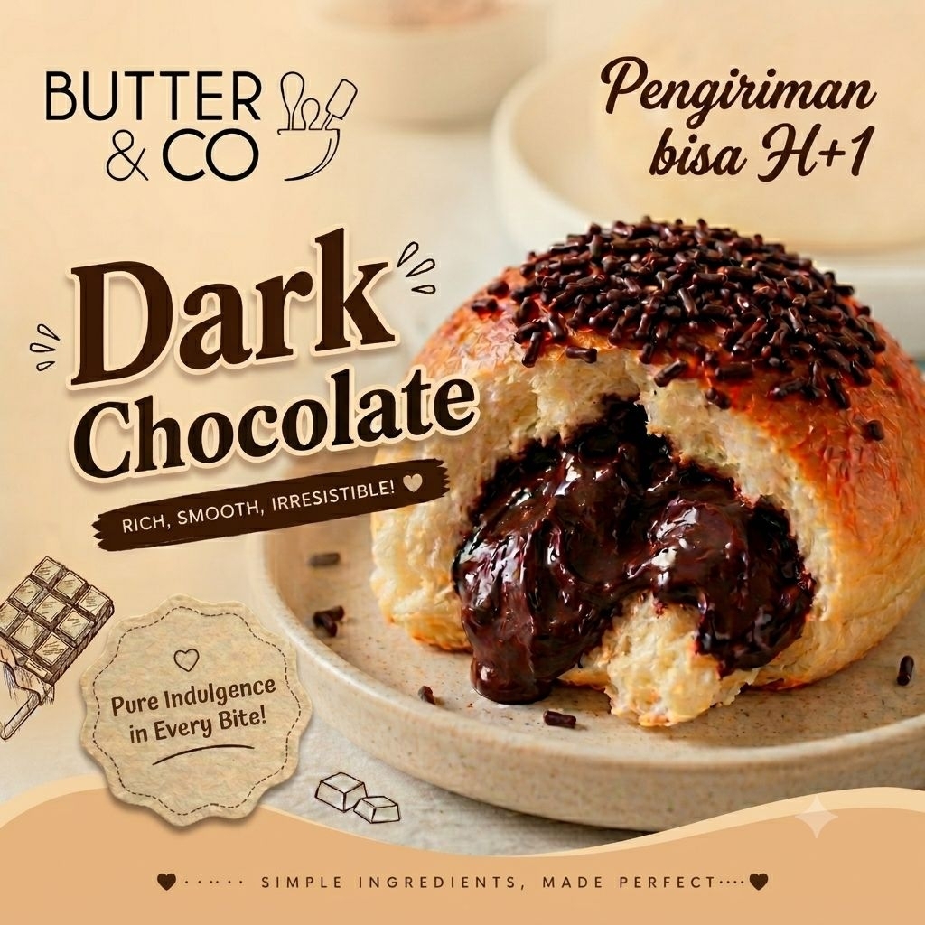 BUTTERANDCO Soft Milk Bun | Roti Susu Lembut | Dark Chocolate (Coklat) / Cheese Overload (Keju) / Ch