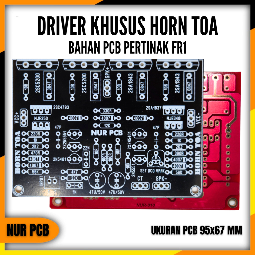 PCB Driver Horn TOA Corong 32-45VAC Horen Toa Amplifier TOA 8 Speaker 9.5x6.7cm PA-060