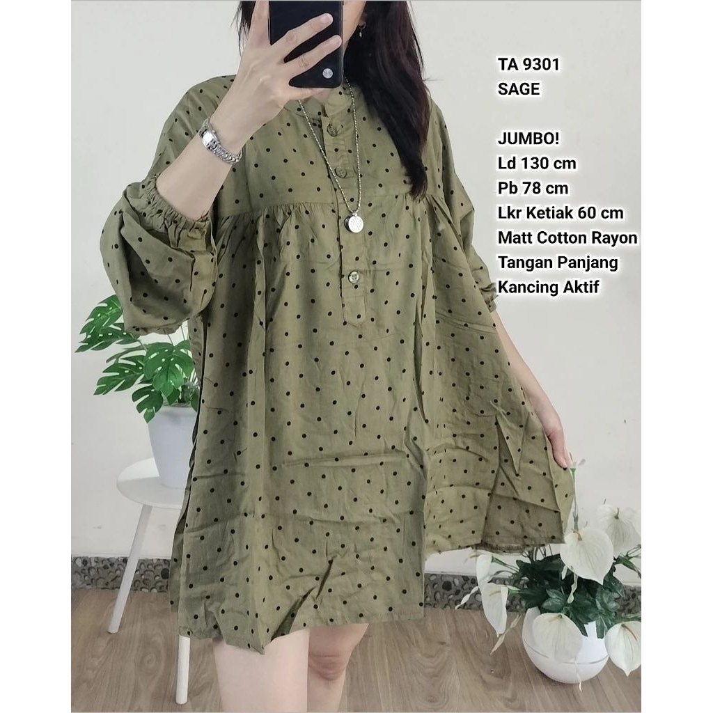 9301 Blouse Jumbo Cotton Rayon Polkadot