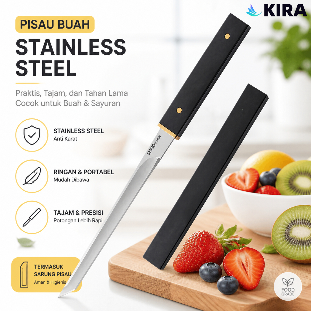 KIRA Pisau Baja Super Tajam  Pisau Survival Baja Tajam Original  Pisau Dapur Pisau Stainless Steel