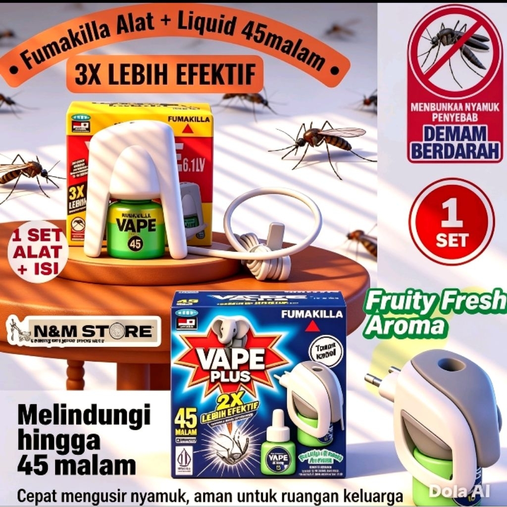 Fumakilla Vape FullSet Obat Nyamuk Elektrik 45malam Set Alat + Isi Fruity Fresh