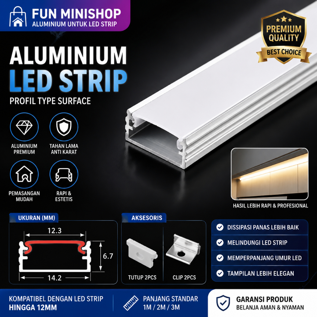 ALUMINIUM LED STRIP U / HOUSING LED STRIP 1 M