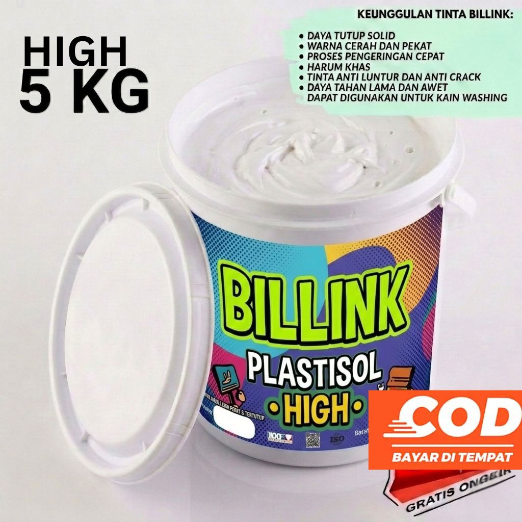 Plastisol HIGH PUTIH Tinta cat sablon 5Kg