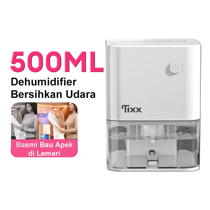 TIXX Dehumidifier Tangki Air 500ML Dehumidifier Kamar 65W Anti Bising 20dB Air Purifier 2 IN 1