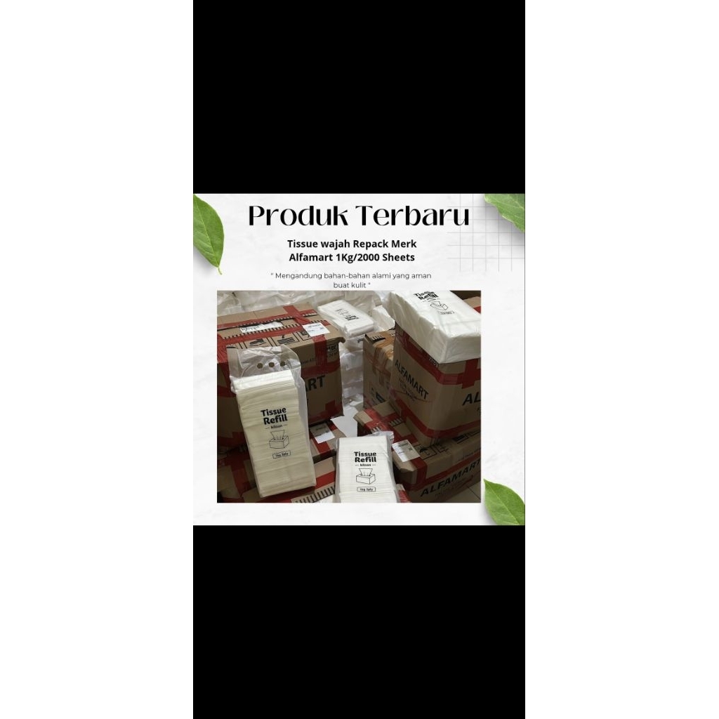 Tissue murah Reffil 1kg/2000 sheets, Tissue Repack merk Alfamart