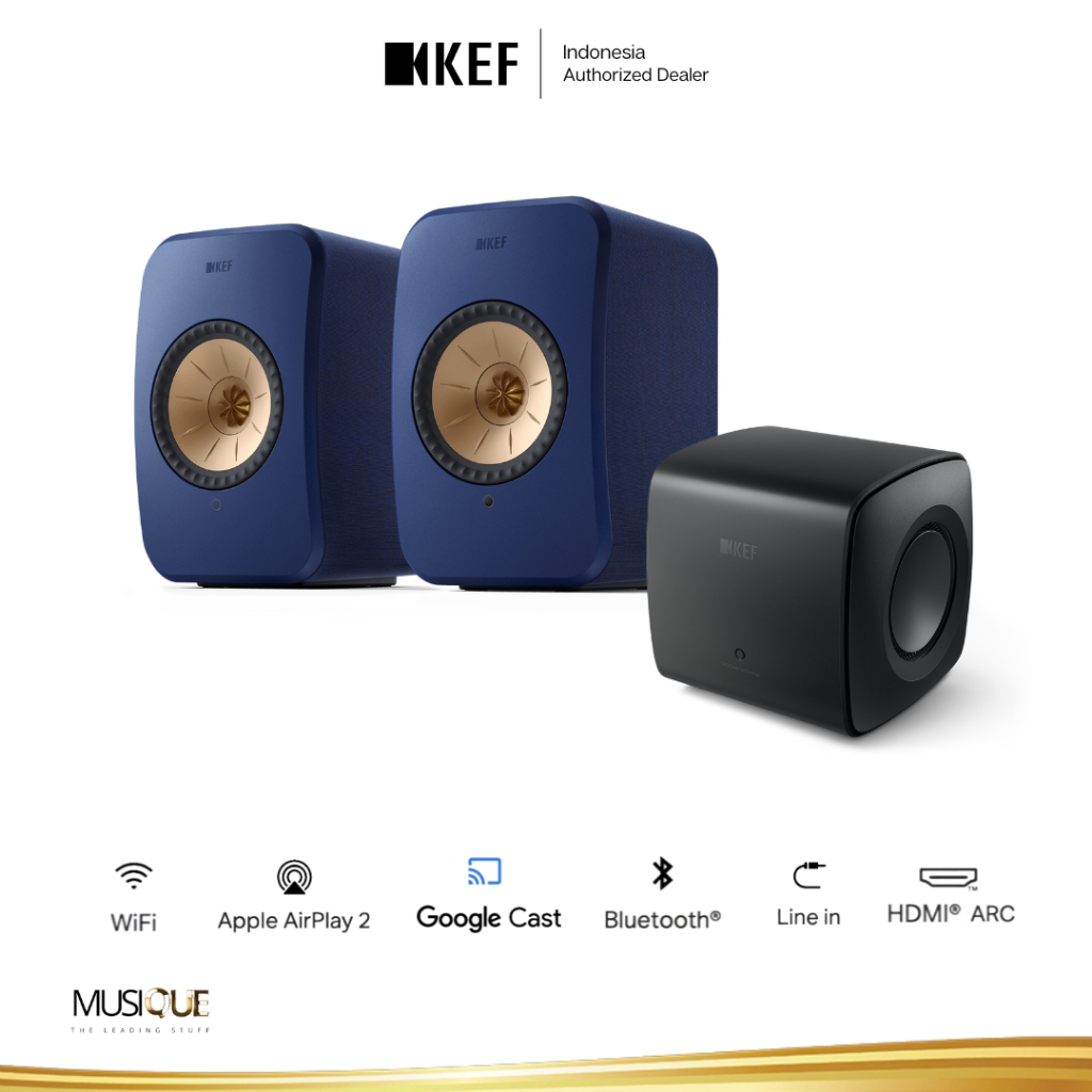 KEF LSX II with KEF Kc62 Subwoofer - Cobalt Blue