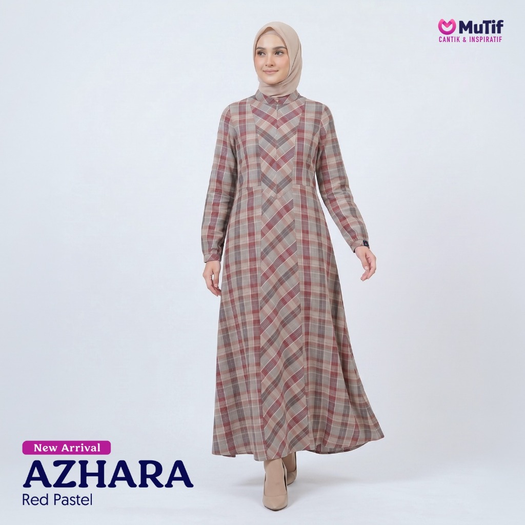 GAMIS MUTIF Azhara Red Pastel / Gamis Mutif Azhara Red Pastel / Dress Muslim - shafeeaofficial