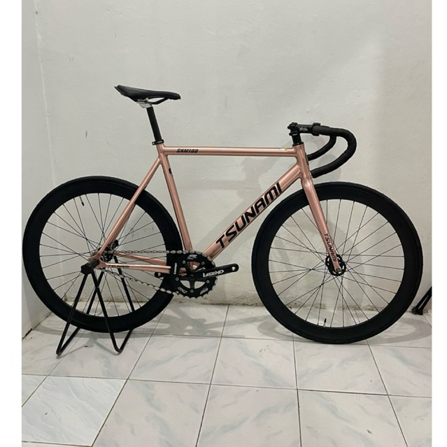 Ready New Fullbike Tsunami SNM100 Original Alloy sepeda fixie | Size L doltrap Rose gold