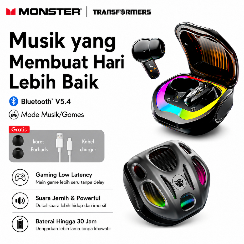Monster x Transformers T35 New Edition Gaming TWS Bluetooth V5.4