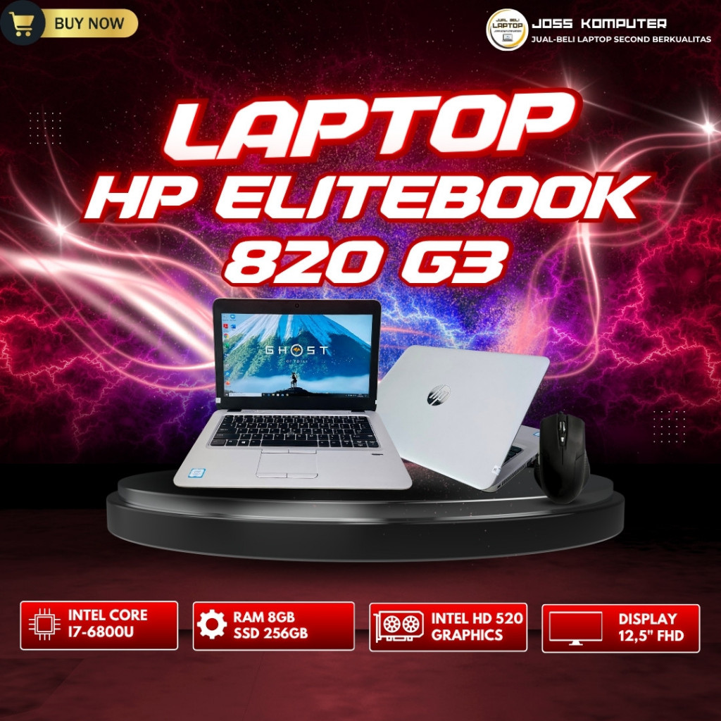 Laptop 2nd HP ELITEBOOK 820 G3 - Ram 8GB/SSD 256GB Termurah Core i7 Best Seller