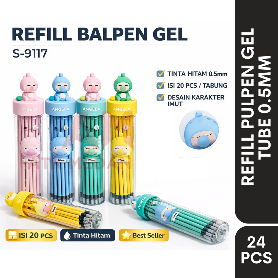 REFILL GEL TABUNG | TINTA PULPEN FANCY ISI 24 PCS