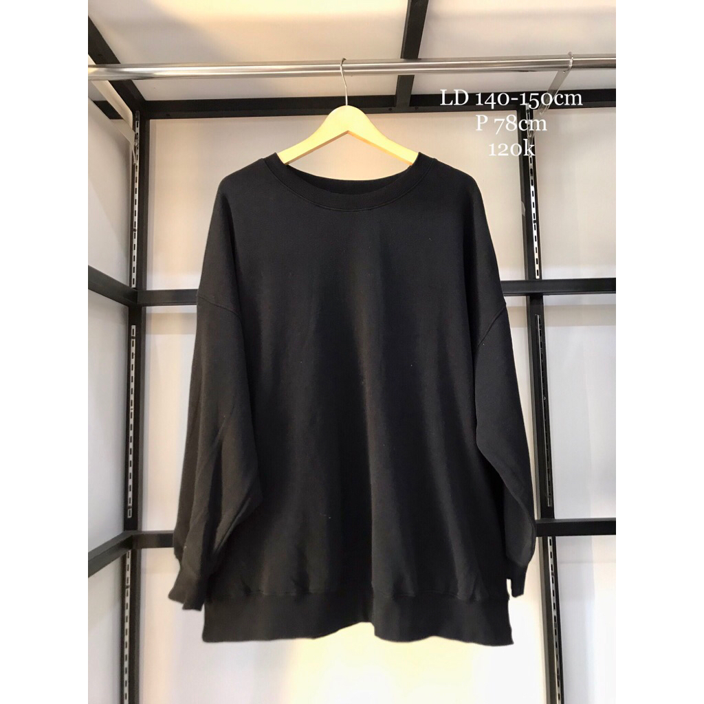 Sweater polos hitam jumbo ld 140-150cm