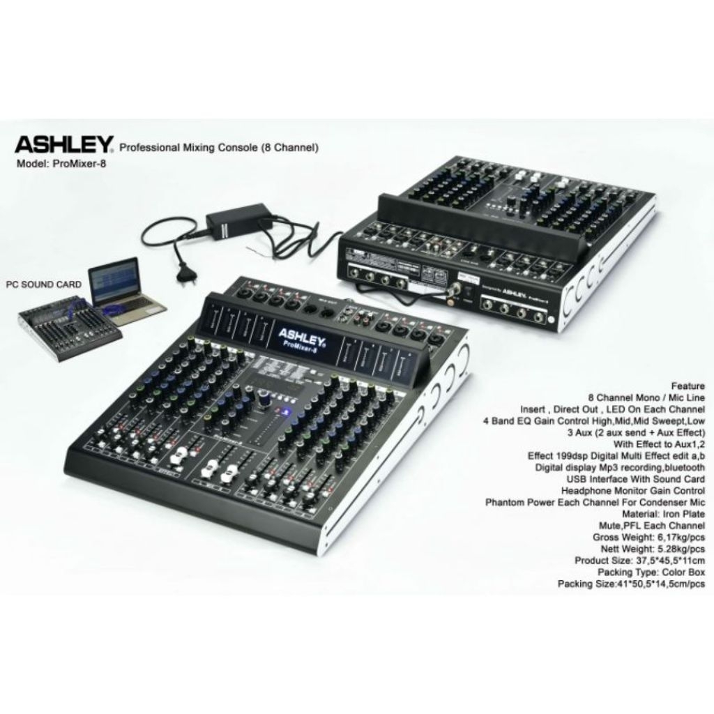 Mixer Ashley Promixer 8 Mixer Audio Ashley 8 Channel Promixer 8