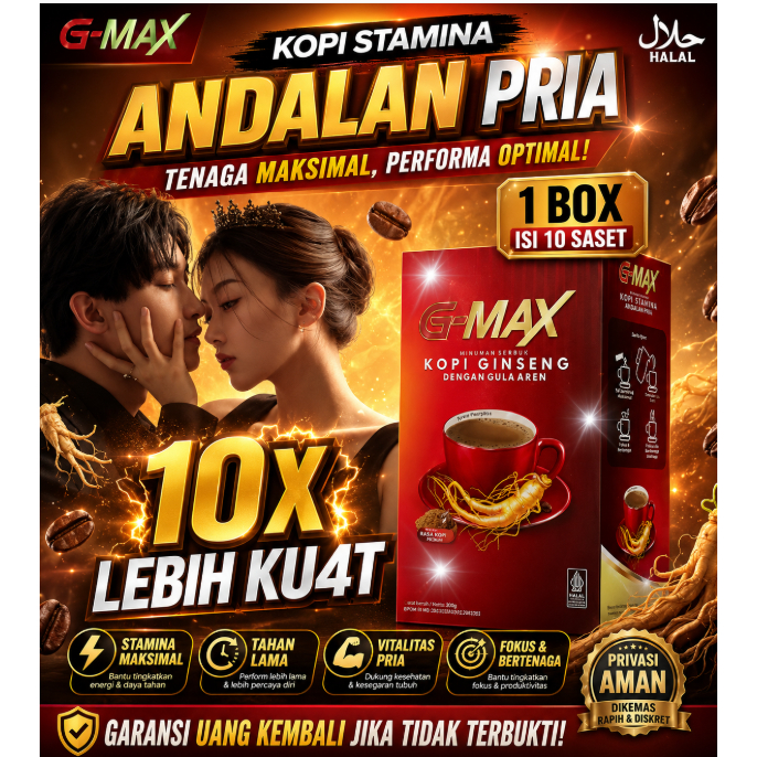 Kopi G-max Original Rasa Cappuccino saset Extra Ginseng Untuk Tahan Kuat Malammu BPOM