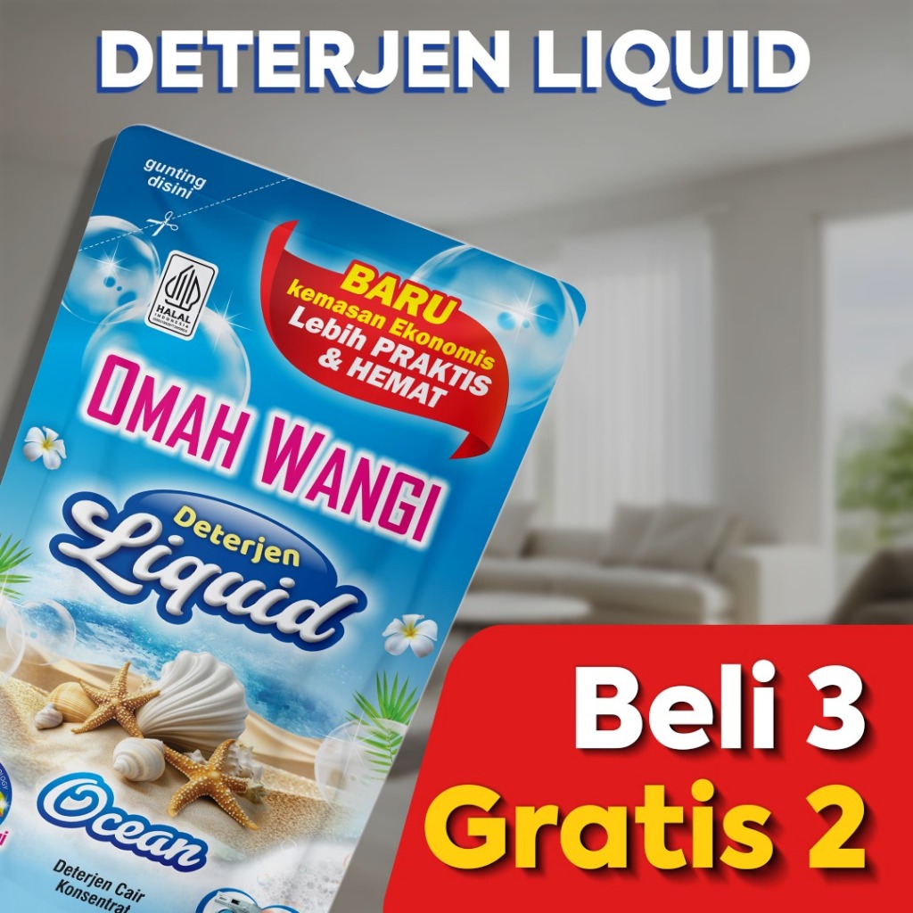 Promo Clearance Sale Omah Wangi | Beli 3 Gratis 2 Deterjen Cair Pouch | Deterjen Laundry Cair Wangi 