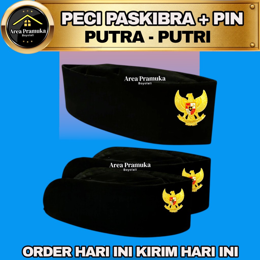 Peci paskibra + pin garuda / peci paskibra putra / peci paskibra putri