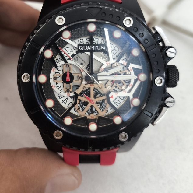 Jam Tangan Pria Quantum Hunter Hng535.658 Rubber Merah Original