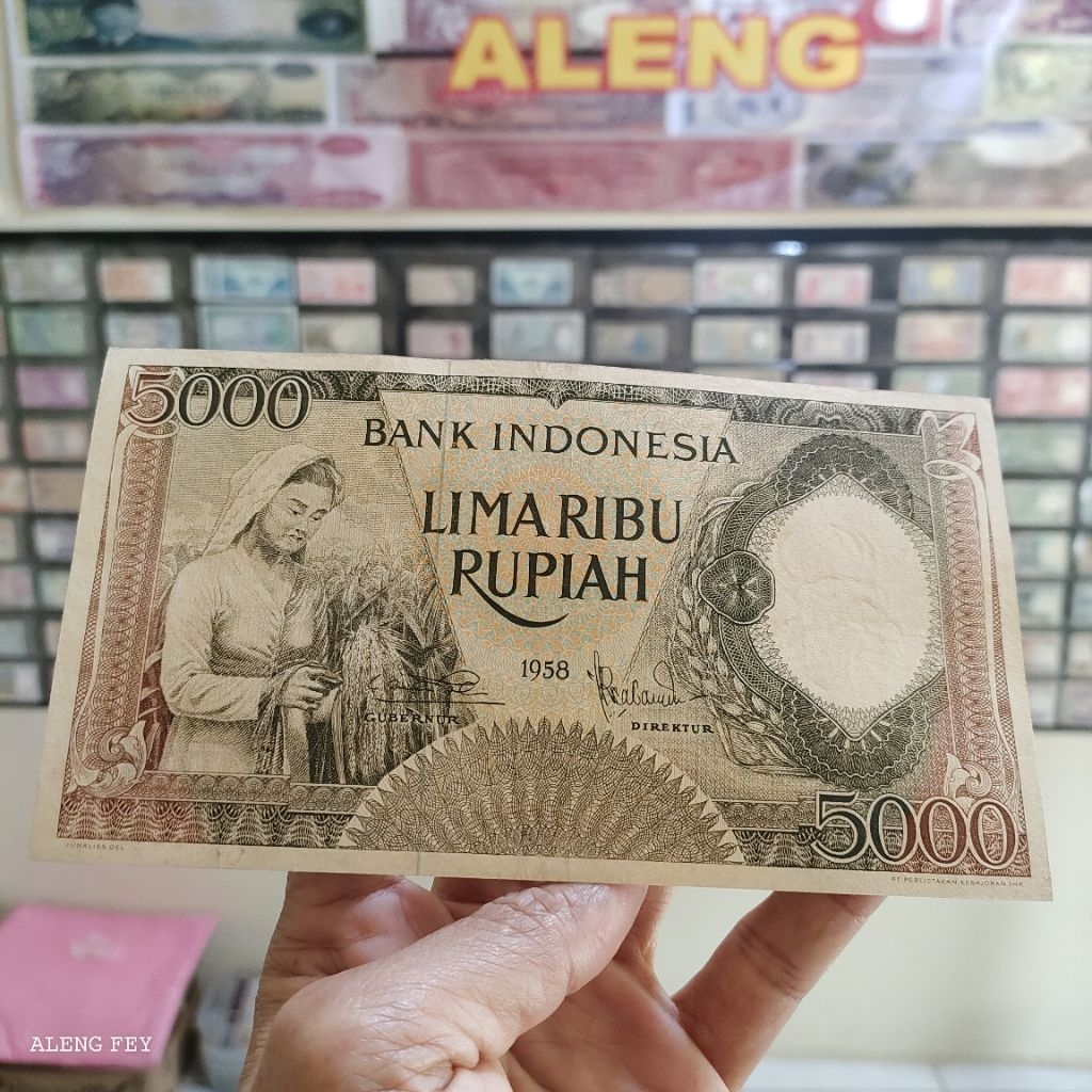 uang kuno seri pekerja 5000 rupiah 1958