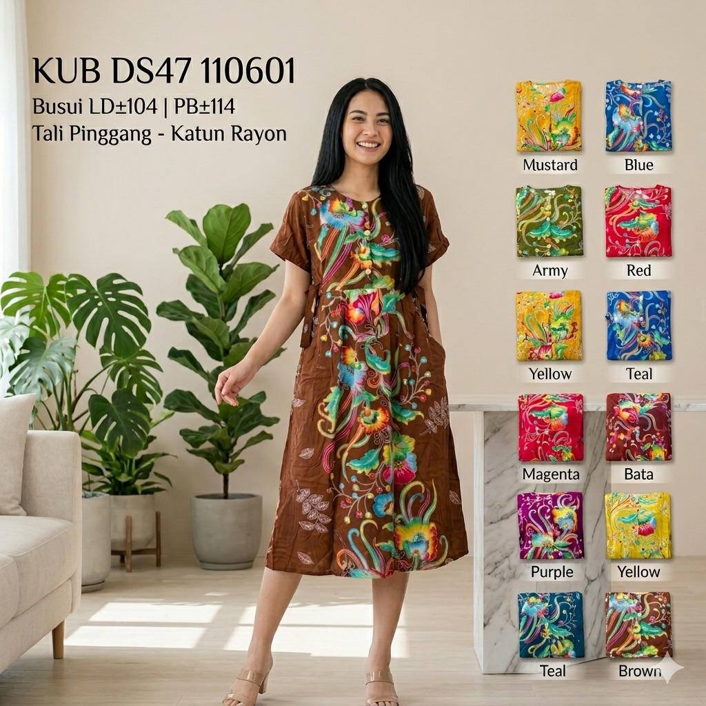 Daster Kencana Ungu Original Label Biru Size Standart Lengan Pendek Wanita Kekinian Rayon Premium KU