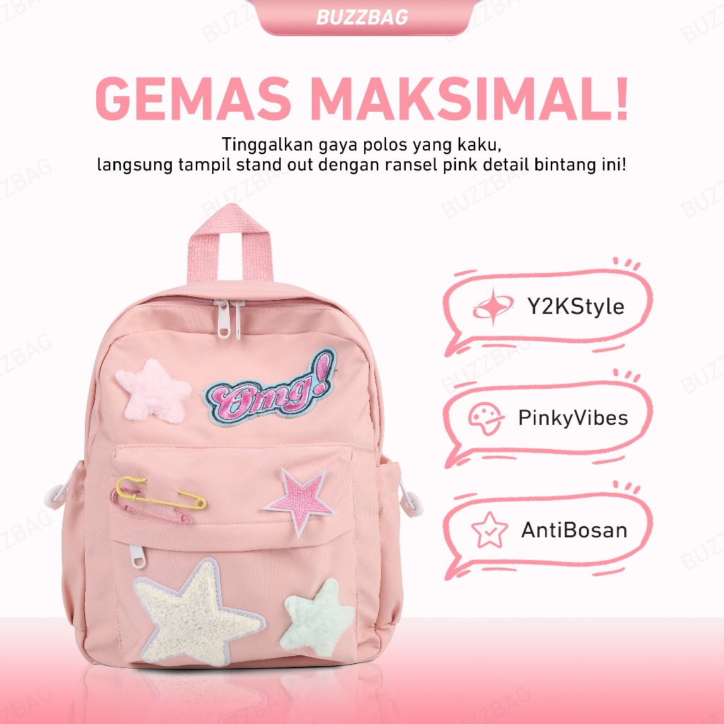 BUZZBAG - Tas Sekolah wanita lucu tas sekolah sma korean style tas ransel laptop volume backpack