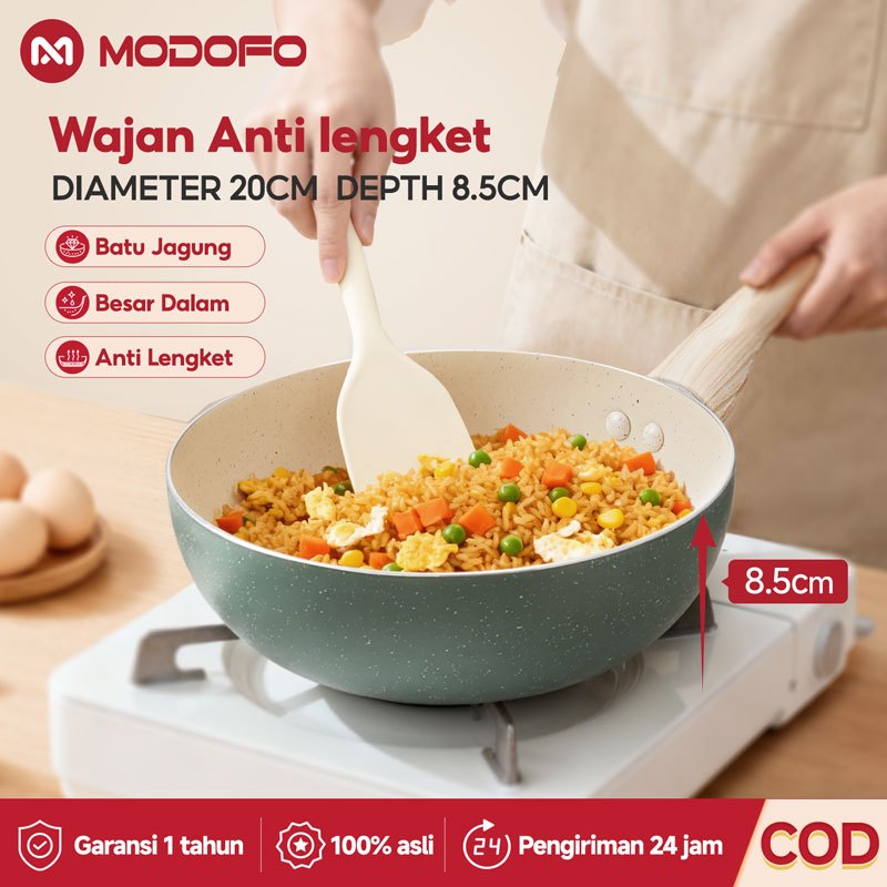 [ COD ] MODOFO Panci Granite Anti Lengket Teflon Anti Lengke Wajan Anti Lengket 20cm Wajan Penggoren