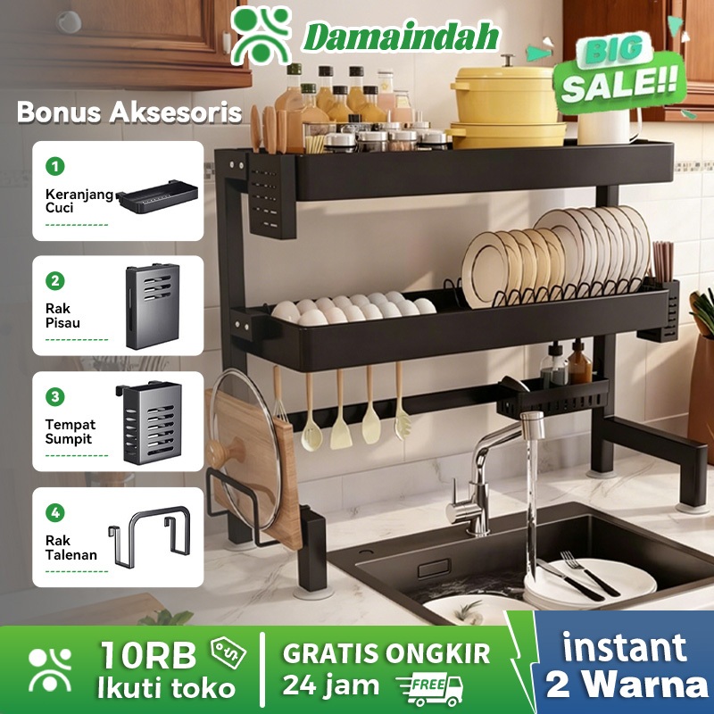 Damaindah Rak Piring Wastafel Stainless Steel With Cover / Rak Piring Tertutup / Rak Dapur / lemari 